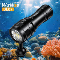 Wurkkos DL07 Dive Flashlight Mulit Color LED White Red Light Rechargeable Rotary Switch Waterproof Powerful 26650 Flood and Spot