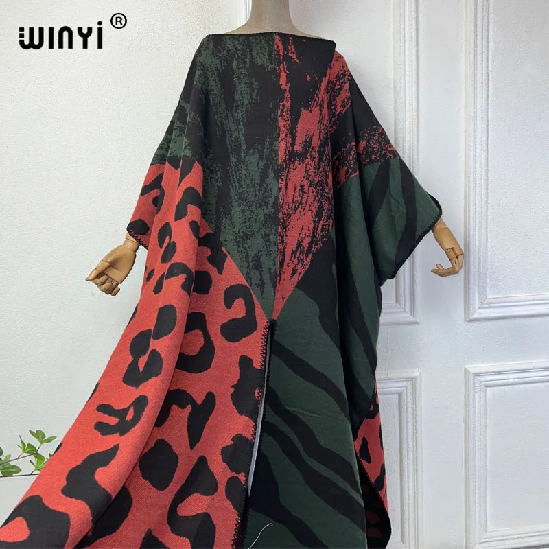 NEW WINYI print Comfort Warm fashion kaftan Holiday Caftan Elegant Africa Women Boho party winter clothes for women long dress
