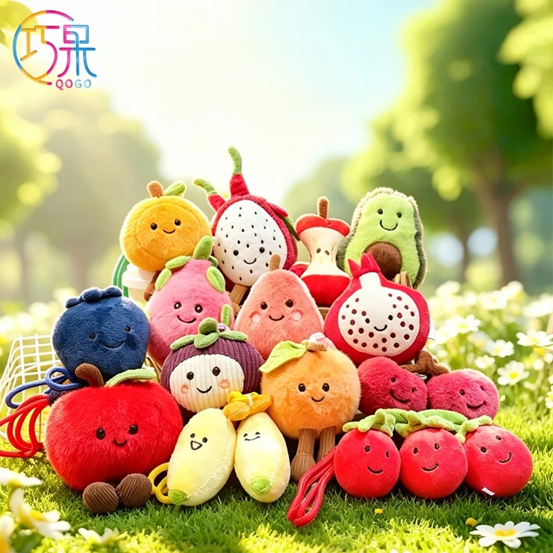 Creative cute plush dragon fruit blueberry avocado fruit doll hand rope keychain exquisite fashion bag pendant gift for friends