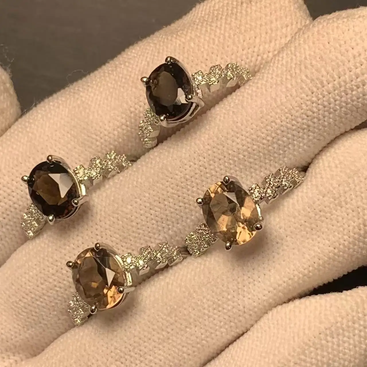 MM Natural Smoky Quartz Ring Adjustable Female Ring Jewelry for Women Gift Wholesale High Quality Vintage Fine