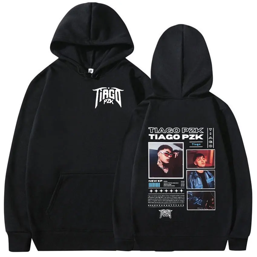 TIAGO PZK Tour 2024 Graphic Hoodie Men's Hip Hop Album Clothing Pullover Sweatshirt Rap Unisex Retro Oversized Hooded Streetwear