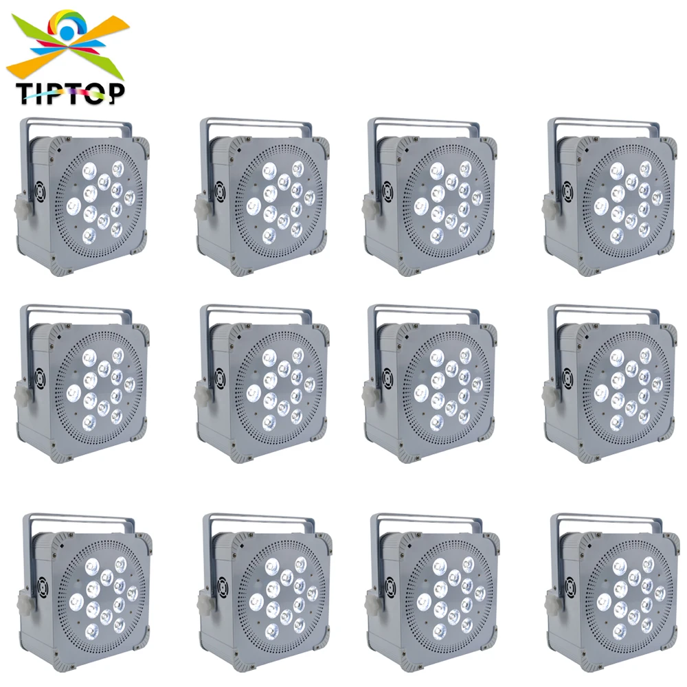 Wholesales Price 12XLOT RGBWAUV Lithium Battery Powered Square Led Par Light 12x18W 6in1 Led Light Weight Design Big Battery