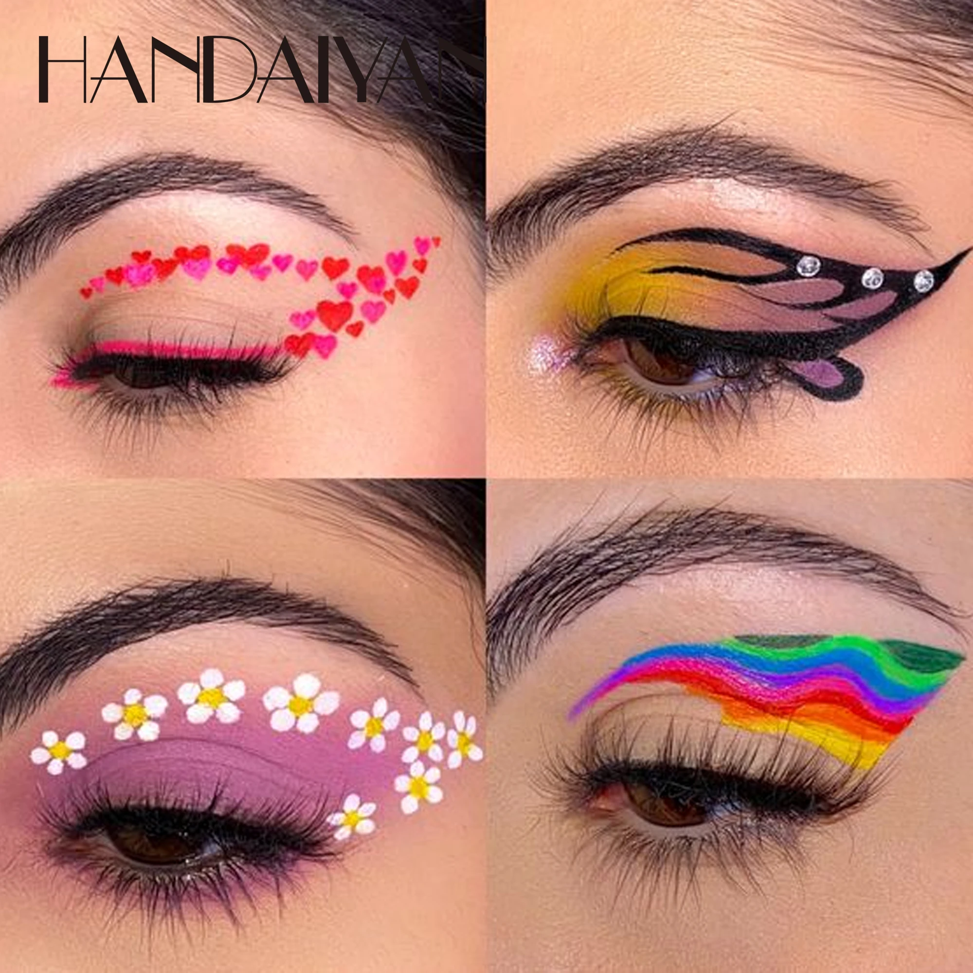 HANDAIYAN 6 pcs Double Headed Liquid Eyeliner Set Colorful Matte Glitter Eye Liner Pens Long-lasting Eyes Makeup Cosmetics