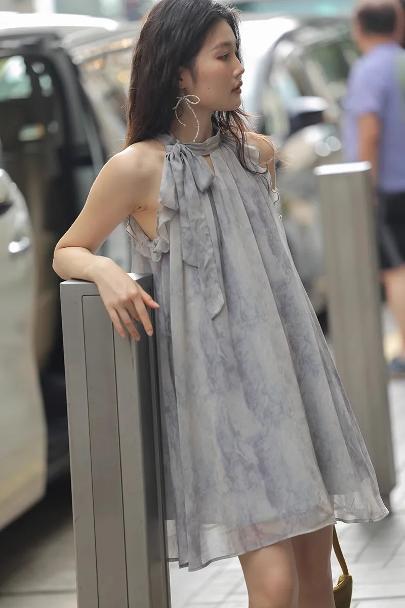 Vestidos sin mangas para mujer Y2K, apliques rosas de verano bordados, plisados a mano, fruncidos, taladros ahumados, cuentas Ins