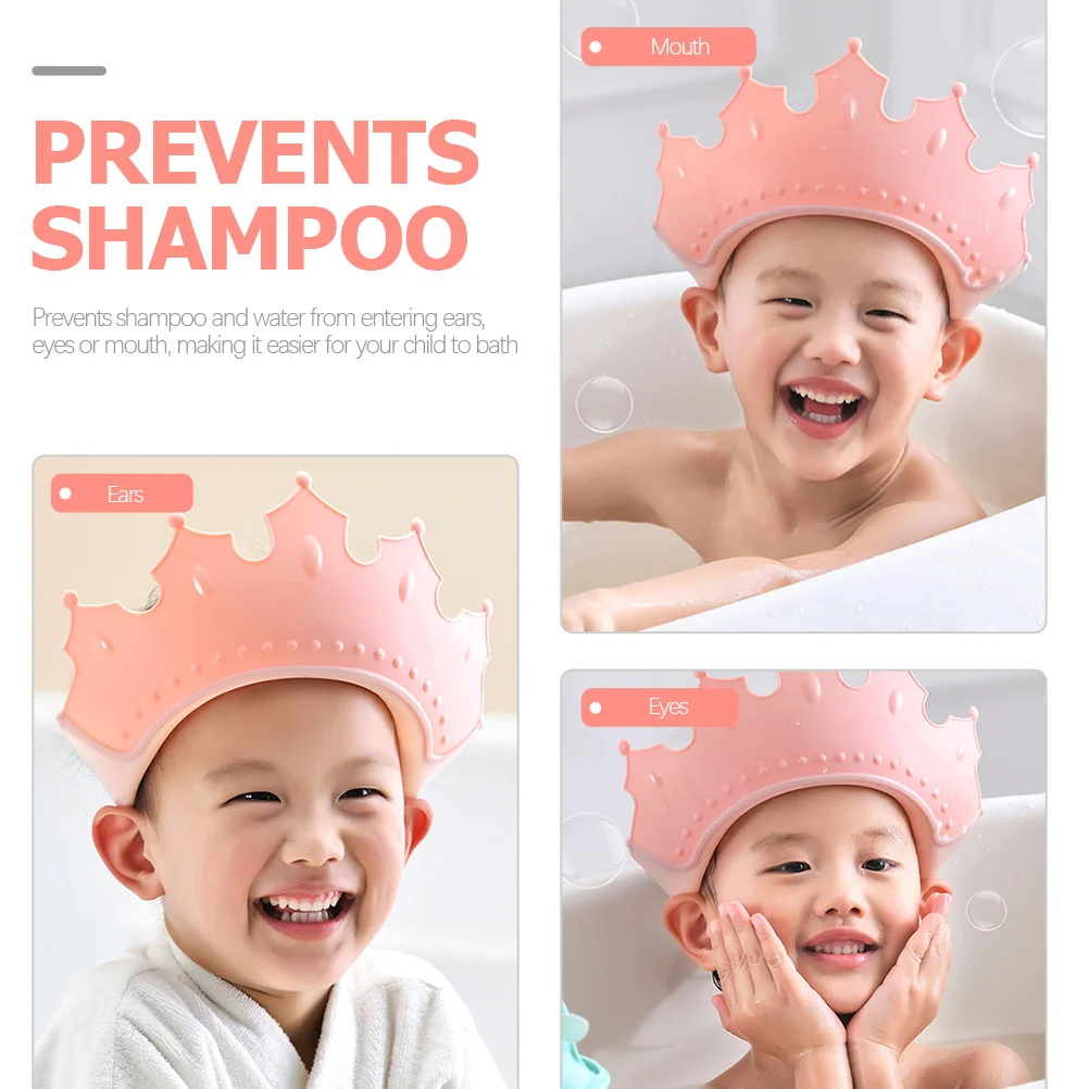

Shampoo Hat for Children Crown Shape Bath Cap Keeps Water Out during Hair Wash Safe for Baby and Toddler Kids Bath Caps