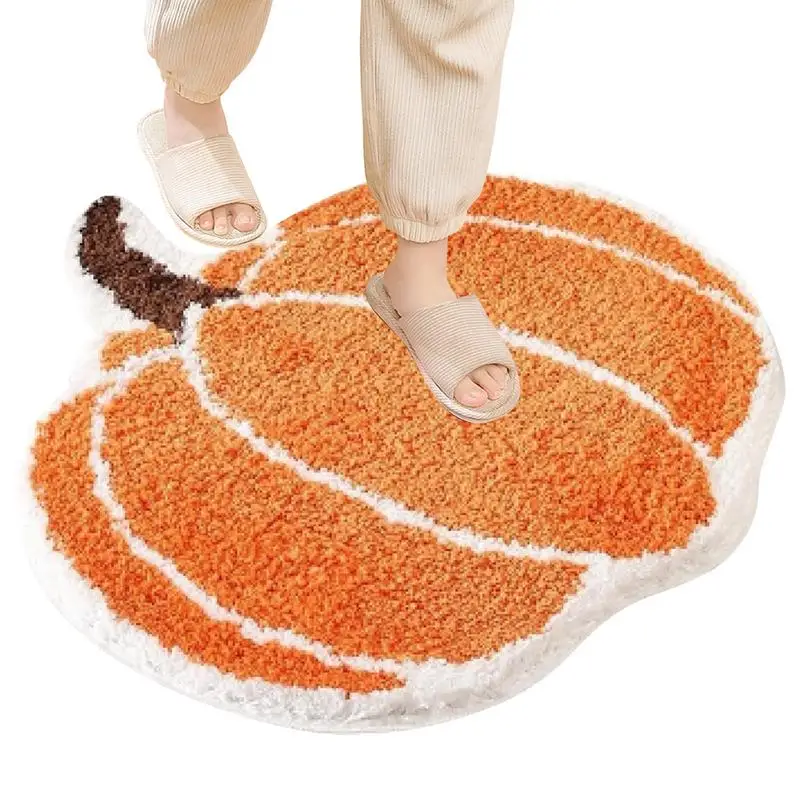 Pumpkin Bath Mat Halloween Atmosphere Decoration Floor Door Mats Non Slip Doormat Washable Absorbent Soft Home Furnishings