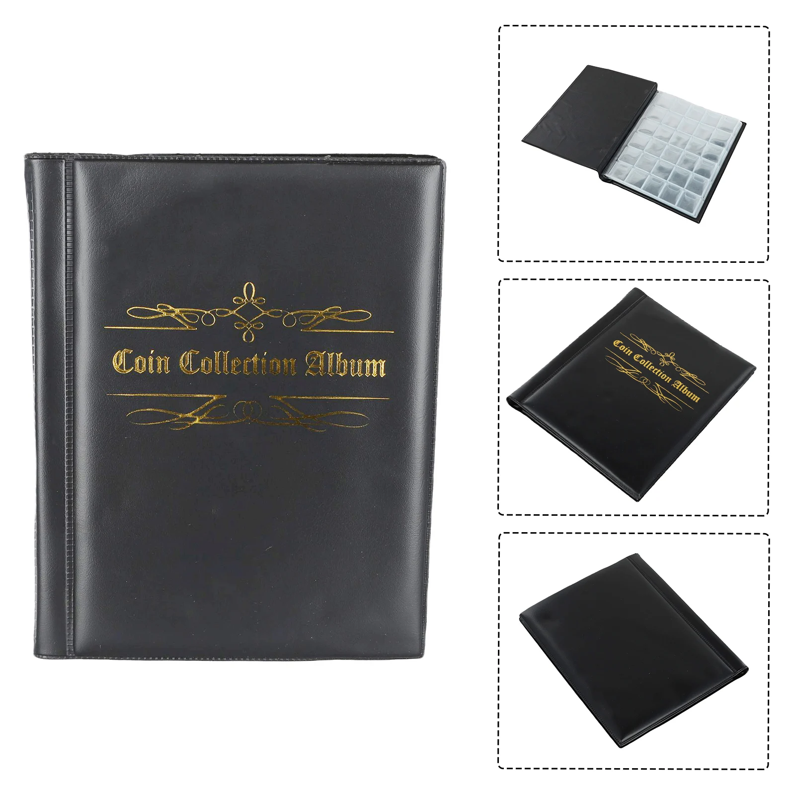 16 Pages Coin Album Coin Album 480 Pocket Collection Album Book Black Collecting Coin Holders Penny Money Exquisite