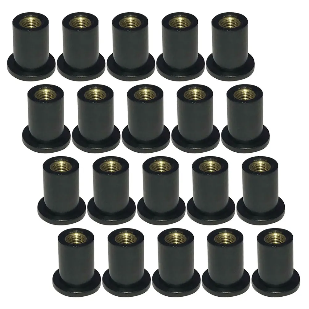 

20pcs M4 Copper Nuts Motorcycle Windscreen Well Nut Shockproof Durable Antislip Motorcycle Fairing Fastener Boat Windshield