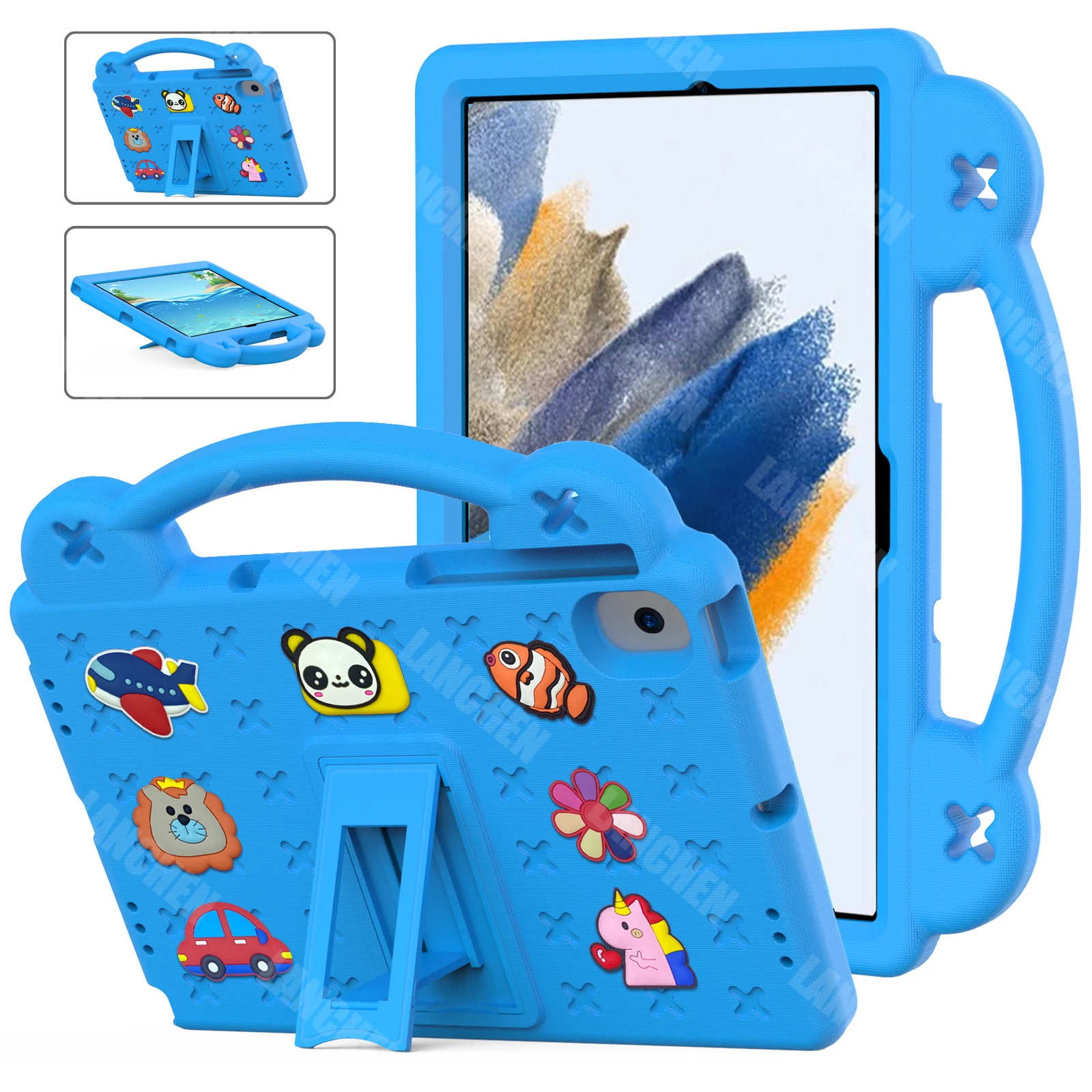 Enfants Cas pour Samsung Galaxy Tab A8 Cas 2021 2022 10.5 pouces SM-X200/X205/X207 Antichoc Couverture avec Support À Main