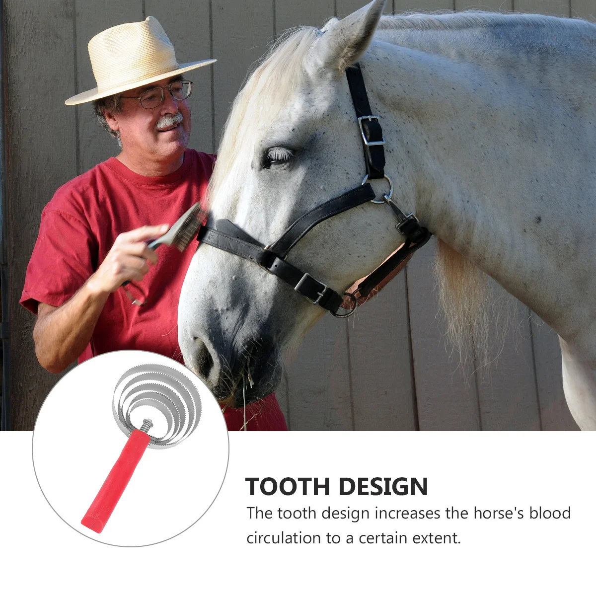 1Pcs Livestock Itching Brush Durable Stainless Steel Tooth Design Horse Comb Anti-Skid Handle Pet Supply Shedding Hair Removal