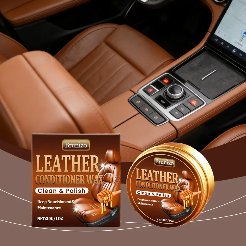 Leather Maintenance Wax Clean Auto Interior Leather Seat Decontamination Renovation Gloss Brightening Care Cream for Vehicle
