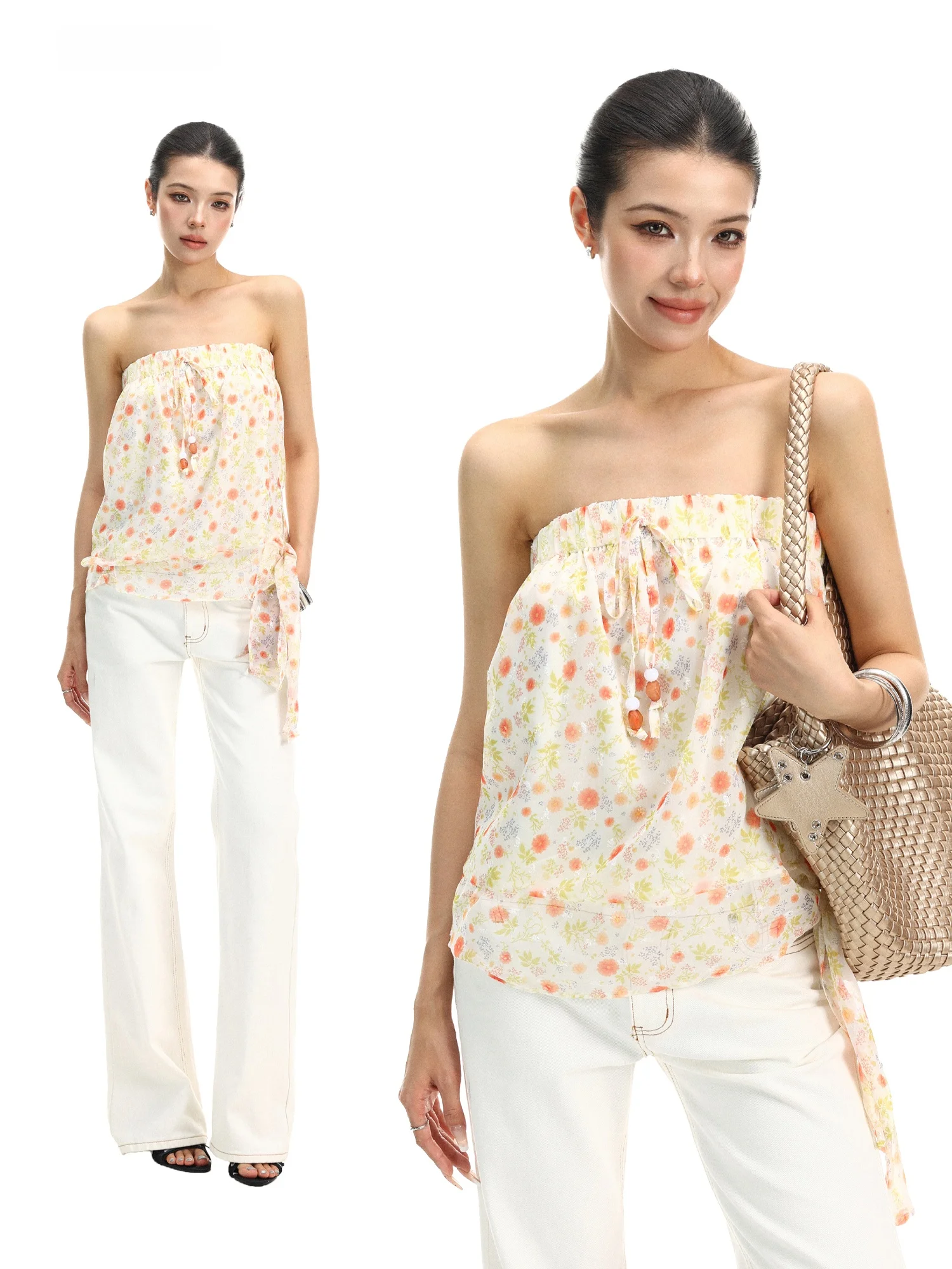 

Summer Floral Tie-Dye Vest Top Women's Holiday Style Loose Fit Dopaamine Trendy Crop Top Pure Desire Biggold2026