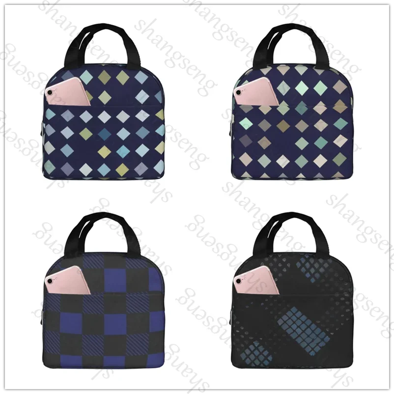 Lunch Bag Insulation Bento Pack Aluminum Foil Rice Bag Meal Pack Ice Pack Student Bento Lunch Handbag Diamond-shaped square