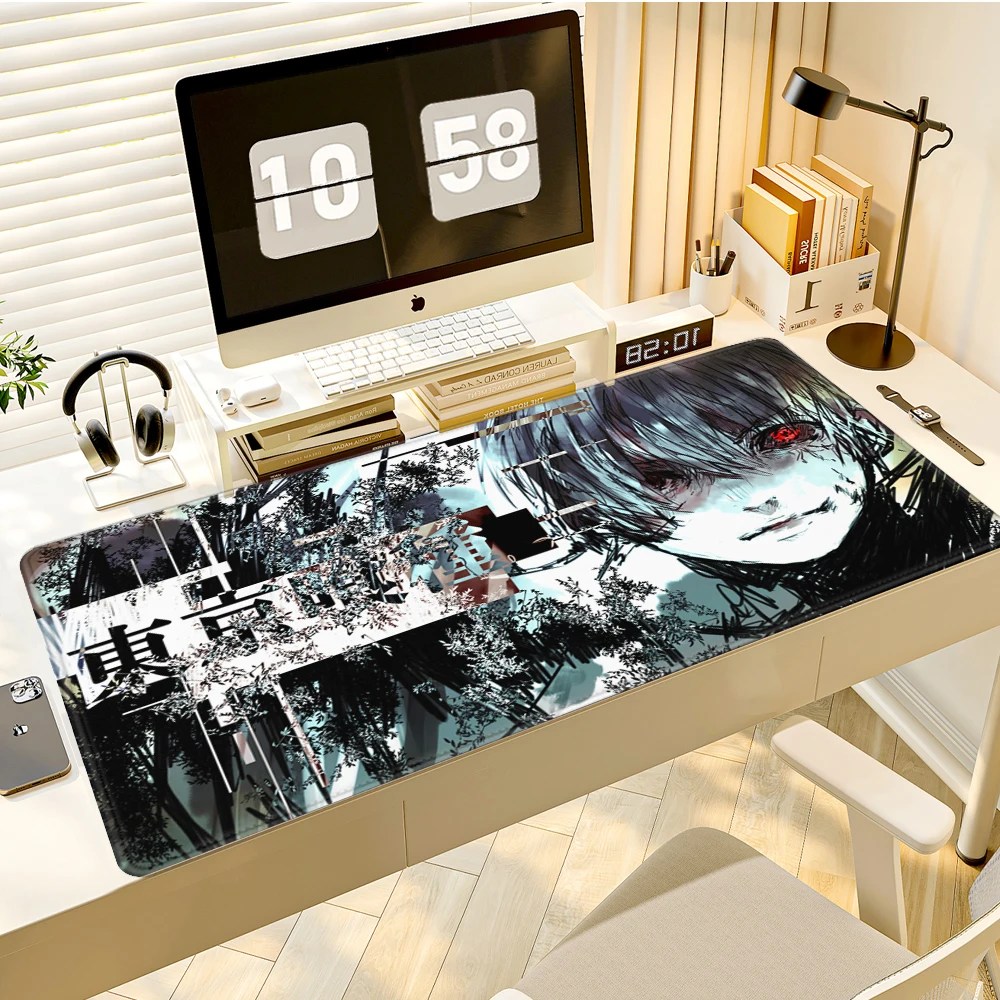 Mauspad Büro PC Gaming Zubehör Tastatur Teppich Laptop Kaneki Ken Schwarz und Weiß Mousepad Japan Anime Tokyo Ghoul Schreibtischunterlage