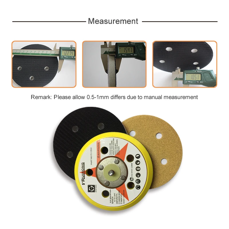 1/3/5pcs High-Density Interface Pad 5Inch 5Hole Hook Loop Sponge Cushion Buffer Backing Pad 125mm for Uneven Surface Polishing