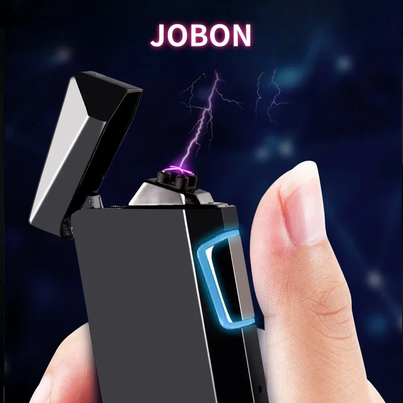 JOBON Induction Ignition Windproof Double Arc Electronic Pulse Charging Lighter Power Display High Quality USB Electric Lighters