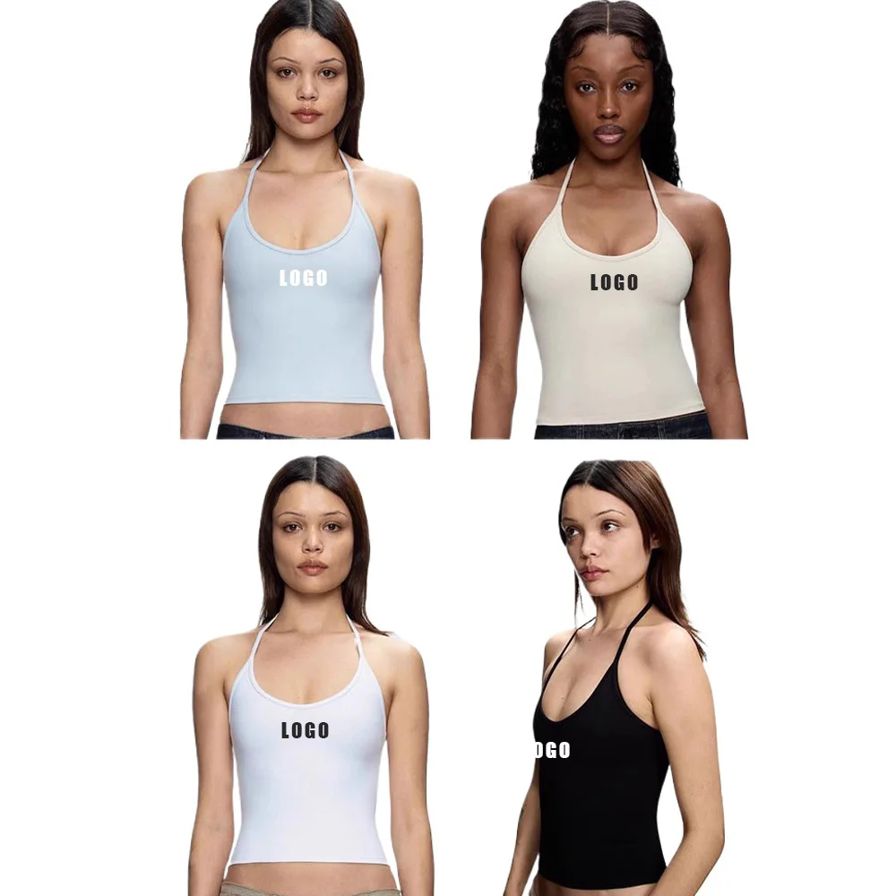 Custom LOGO Women's American Neck Design Sense Careful Machine Spice Girl Pure Desire Top Beautiful Back Small Suspender Vest