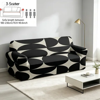 Orange Mandala Sofa Cover, Black White Geometric Slipcover, Blue Porcelain Floral Cover, Cow Print Irregular Sofa Cover.