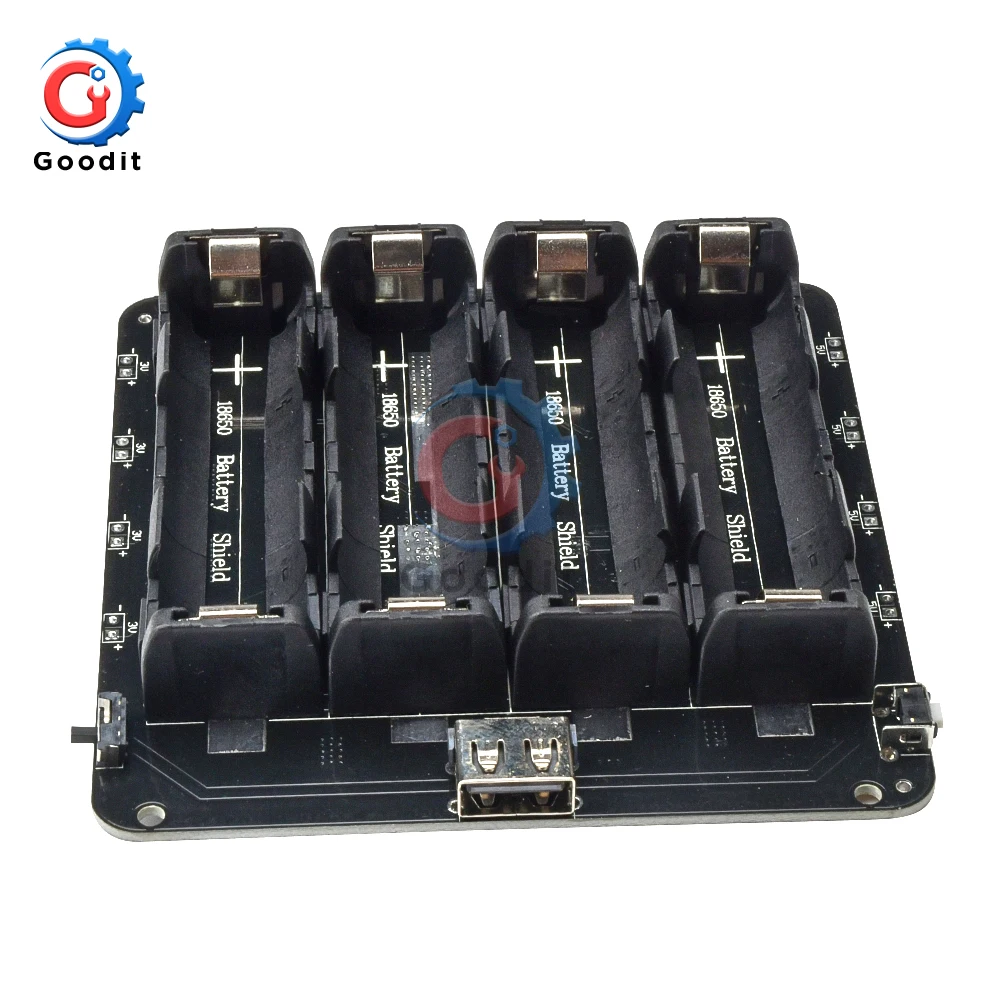 Imagem -03 - Escudo de Bateria de Lítio Módulo v9 Mobile Power Expansion Board 5v 3a 3v 1a Micro Usb Tipo-c para Arduino Esp32 Esp8266 4x18650