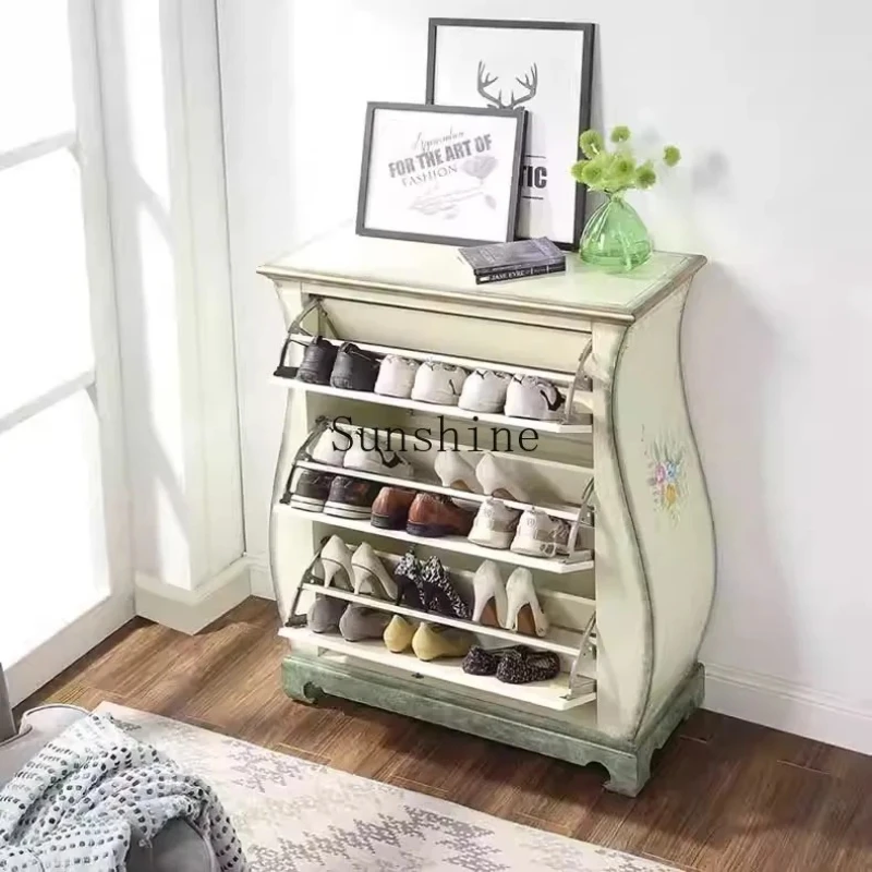 

American painted solid wood retro drawers bedroom storage storage seven chest of drawers