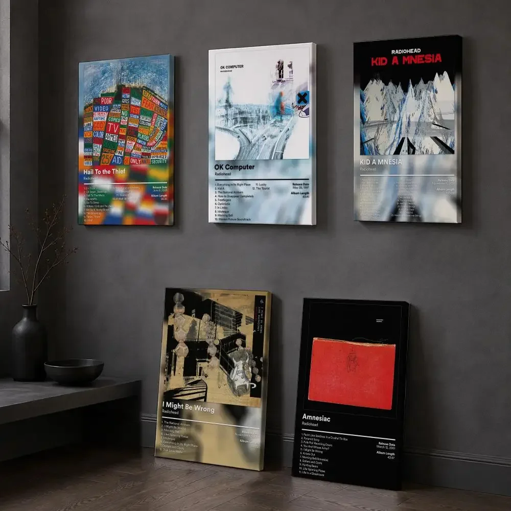 Band R-Radiohead Album Cover Framed Wall Painting Wooden Framed Canvas Poster Wall Art HD Waterproof Print Home Decor