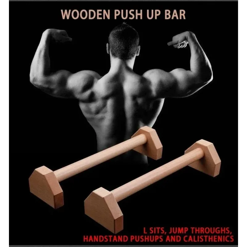 Ein Paar Liegestützgriffe aus Holz, Rutschfeste Liegestützstangen, Fitnessgeräte für Krafttraining zu Hause und im Studio