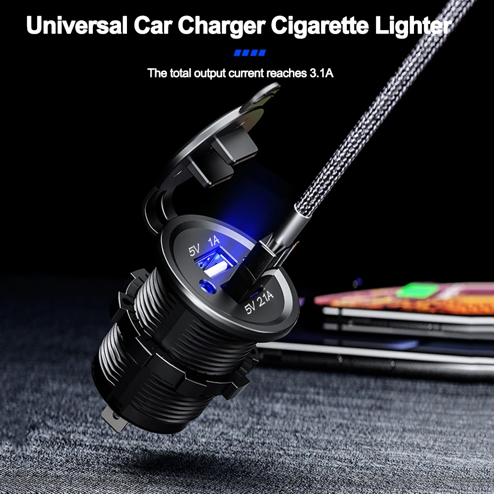 Universal Car Charger 2 Port Power Socket  5V 1A/2.1A Dual USB Car Charger Cigarette Lighter Support Mobile Phone Quick Charger