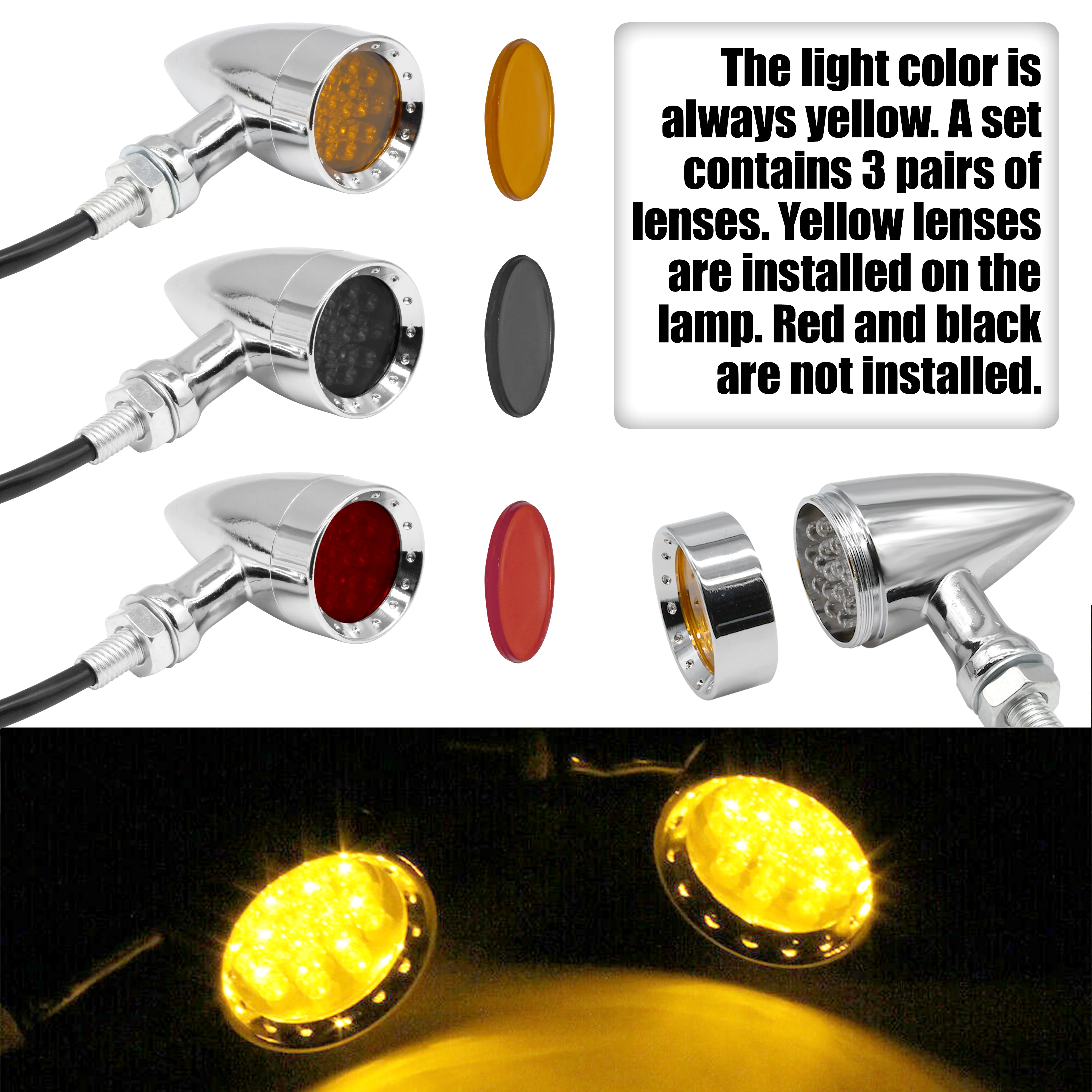 12V 10 Mm Screw Universal Motorcycle LED Turn Signal Light Indicators Blinkers Amber Bullet Motorcycle Accessoire