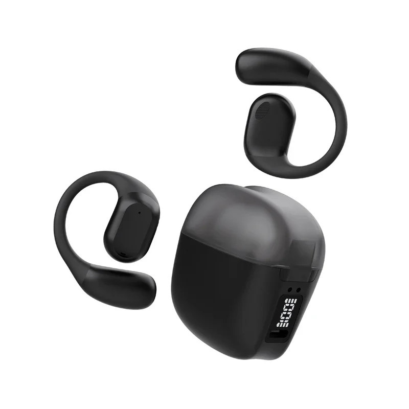 Soleeanre Wireless Hanging Ear Headphones Digital Display Sports Gaming Headsets In-Ear Earbuds with Microphone for Fitness