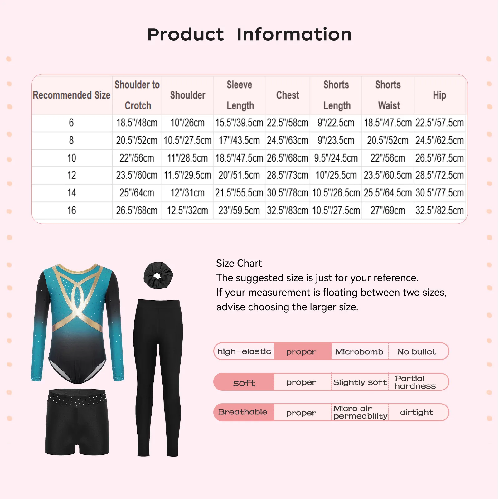 Crianças meninas ginástica artística ballet dança traje manga longa strass brilhantes cor gradiente collant + shorts + faixa de cabelo conjunto