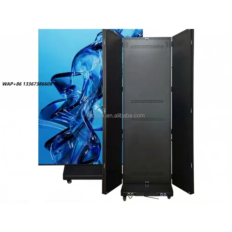 P1.53 GOB Indoor Trifold LED Poster Screen Double Sided Three Fold 3 Sided LED Electronic Advertising Display