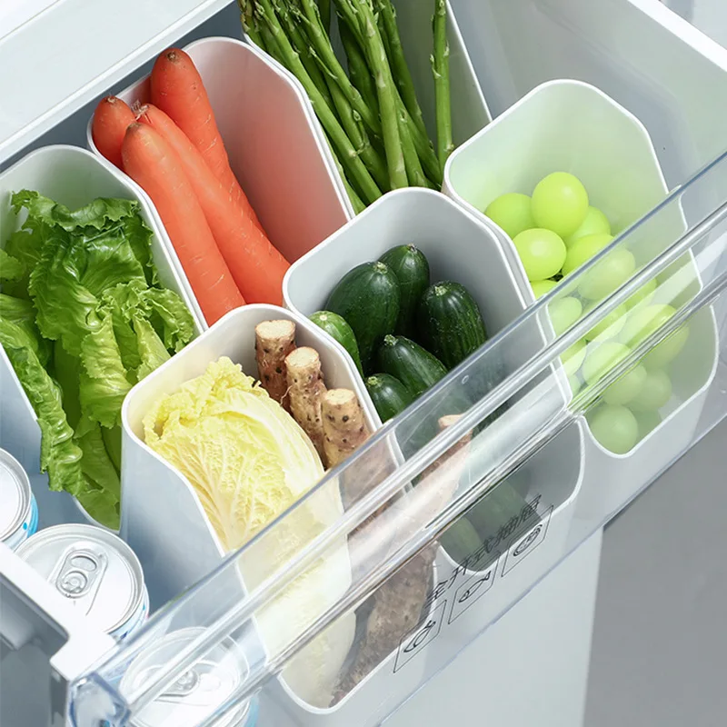 2Pcs Fridge Food Organizer Bins Inclined Opening Sundries Classify Storing Holder Kitchen Fridge Seasoning Snack Storage Boxes
