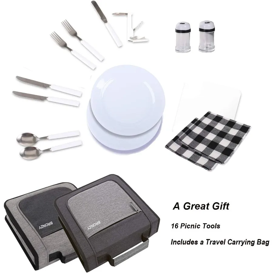 مجموعة نزهة التخييم أدوات المائدة المنظم أواني الطعام مجموعة فوضى عدة مجموعة تناول الطعام المحمولة مع لوحات ملاعق السكاكين فتاحة النبيذ الشوك pki