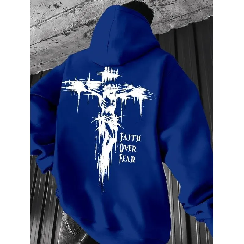 

E 98192 Cross Hoodie Sweatshirt Women's Fashionable Unisex Crew Neck Sweatshirt Resistant to Deformation Animal Pattern