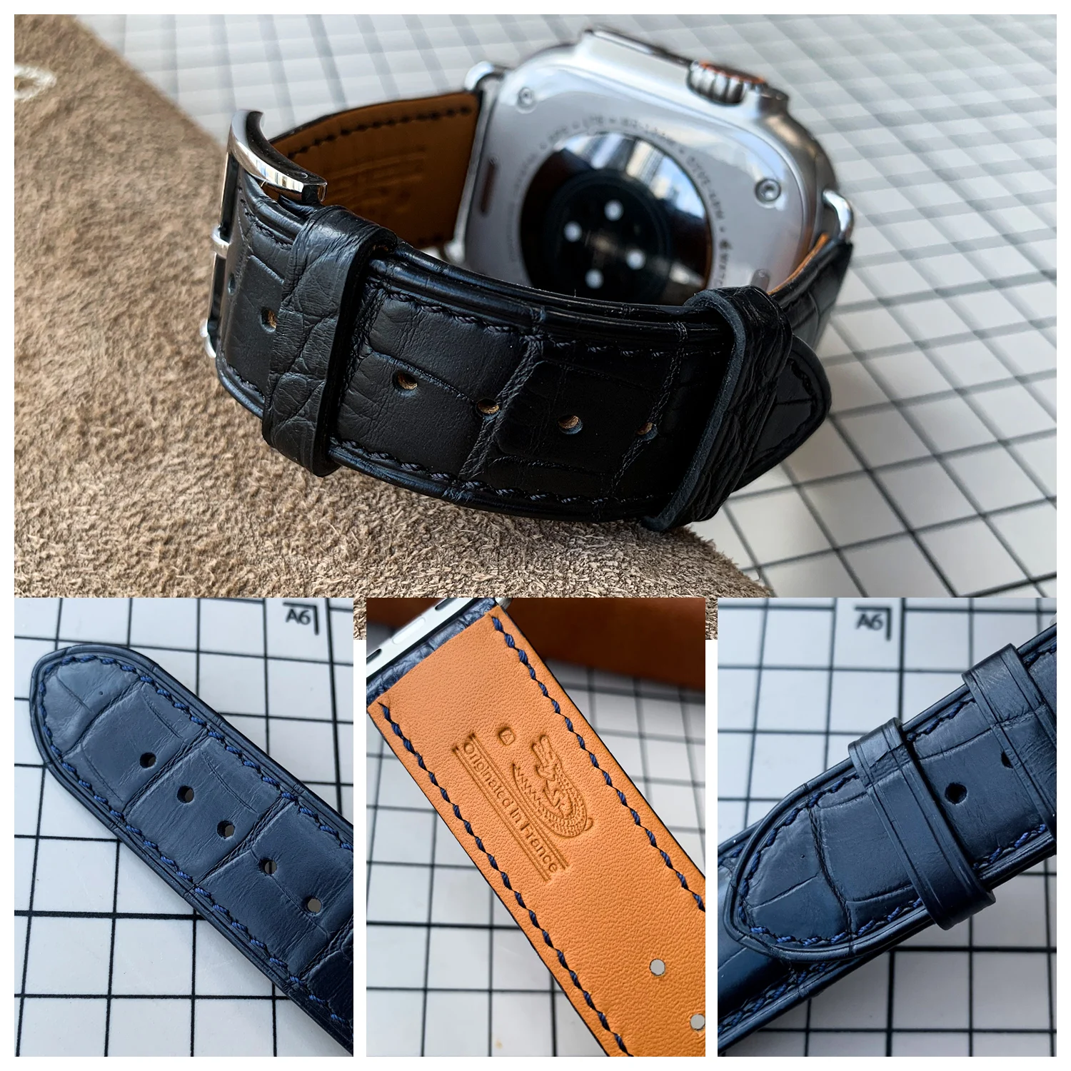 

Kebitt High Quality Genuine Alligator Leather Iwatch Ultra 1 2 Band For Apple Watch Series 10 9 8 7 6 Strap Commercial
