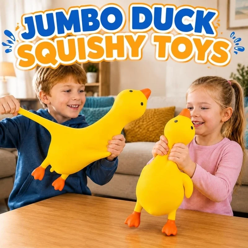 Stretchy Stress Balls Giant Duck Squishy Collectible Figurines Anxiety Relief Dough Balls for Adults ADHD Sensory Toys Gift