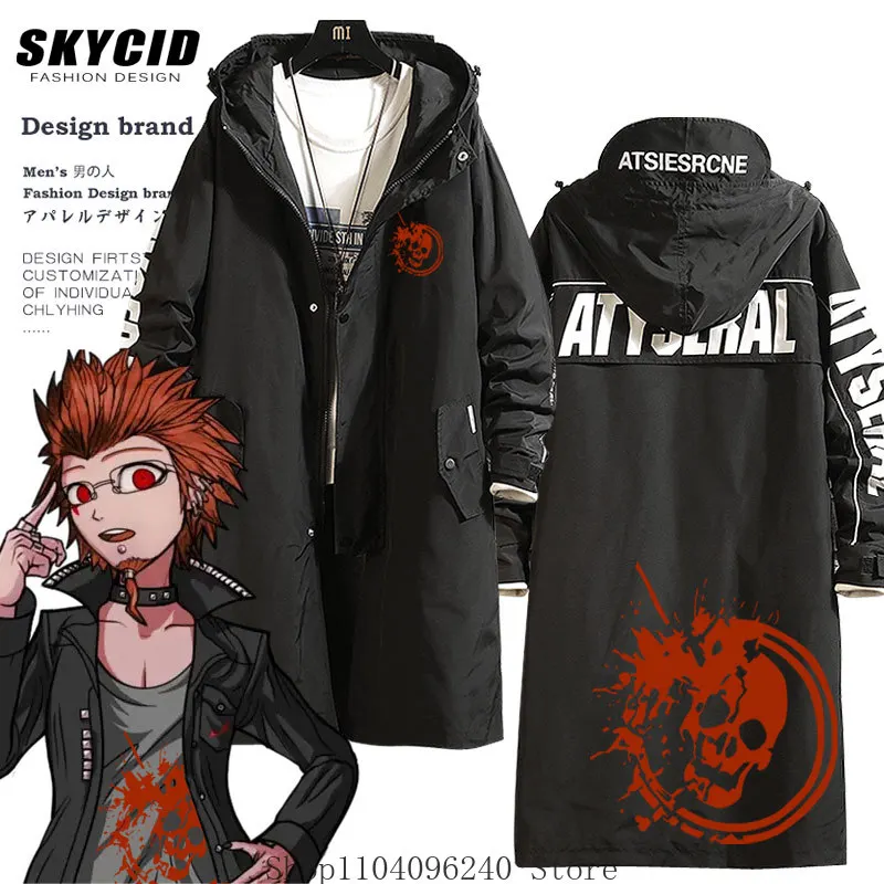 

Danganronpa Leon Kuwata Game Косплей Костюм Длинный Тренч Куртка Повседневная Крутая Унисекс Ветровка