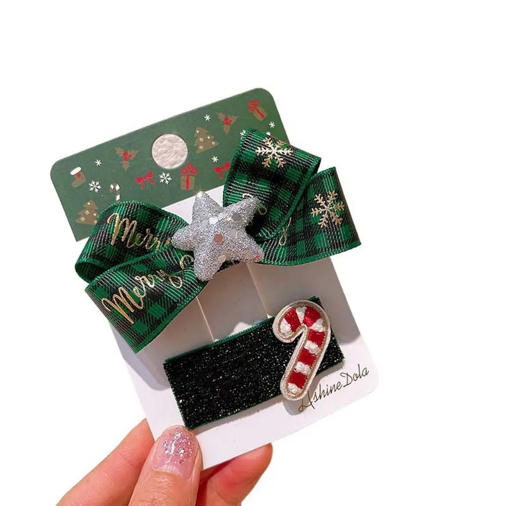 헤어 액세서리 헤어 그립 엘크 크리스마스 트리 크리스마스 앞머리 클립 바레트 리본 헤어 클립 어린이 크리스마스 헤어핀