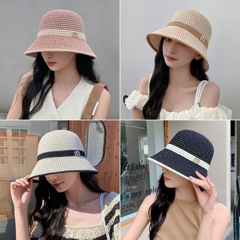 1PC New Outdoor UV Protection Sun Hat Summer Women\'s Bucket Foldable Basin Sunscreen Cap Hollow Stitching Panama Hats Fisherman