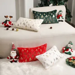 Christmas Foil Print Decorative Cushion Cover Plush Soft Pillowcases for Living Room, Sofa and Bedroom, 30x50 Throw Pillow Cover