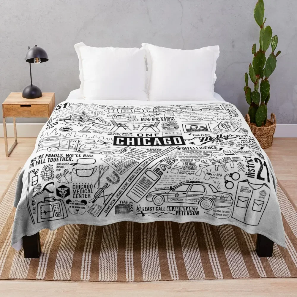 

ONE CHICAGO COLLAGE Throw Blanket Decorative Sofas Cute Blankets For Bed Bed Blankets