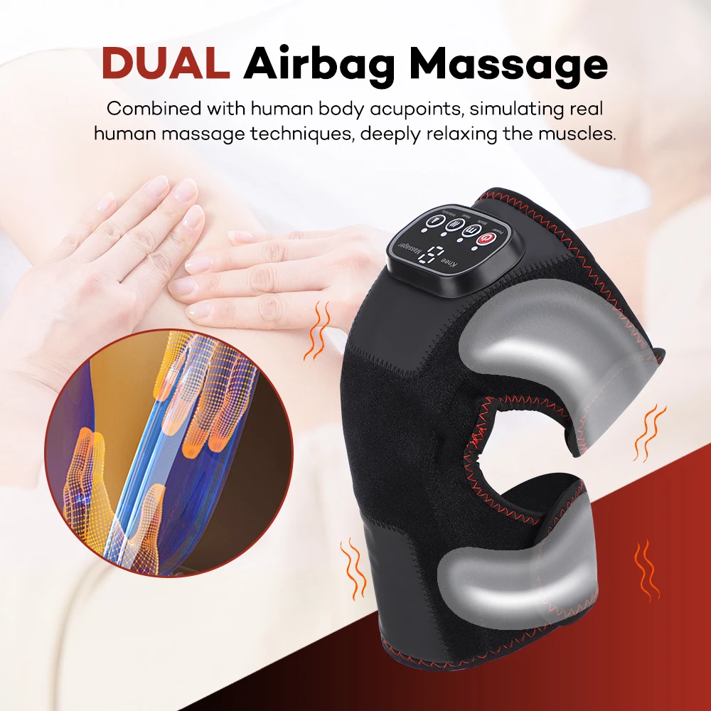 Graphene Heated Knee Massager Hot Compress Physiotherapy Elbow Leg Knee Pad Dual Airbag Knee Massager For Joint Pain Relief