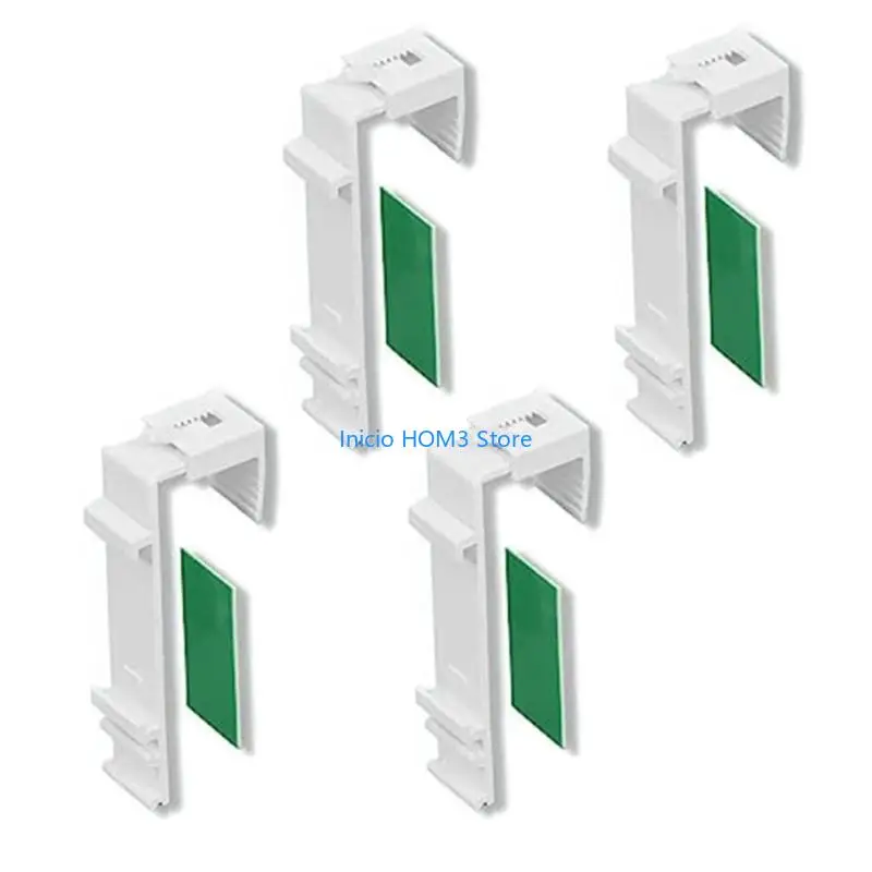 A5YD 4 Set Clamp Holders for Roller Blind Window Shade Curtain Fixing Brackets with Adhesive Back No Drilling Required