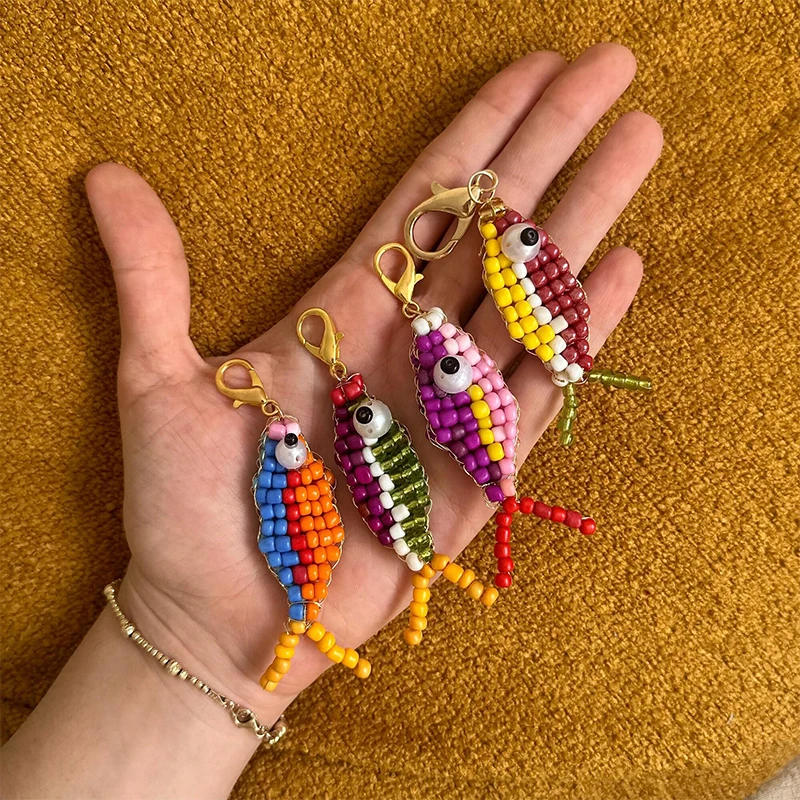 

New Colorful Fish Bag Pendant Handmade Beaded Diy Necklace Cute Fish-shaped Keychain Dopamine Color Clothing Luggage Accessories