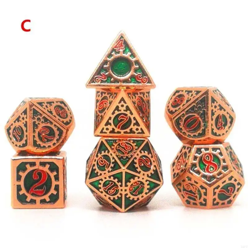 

X9FF 7 Pieces Polyhedral Zinc Alloy Lucky Gear Pattern Tabletop Game