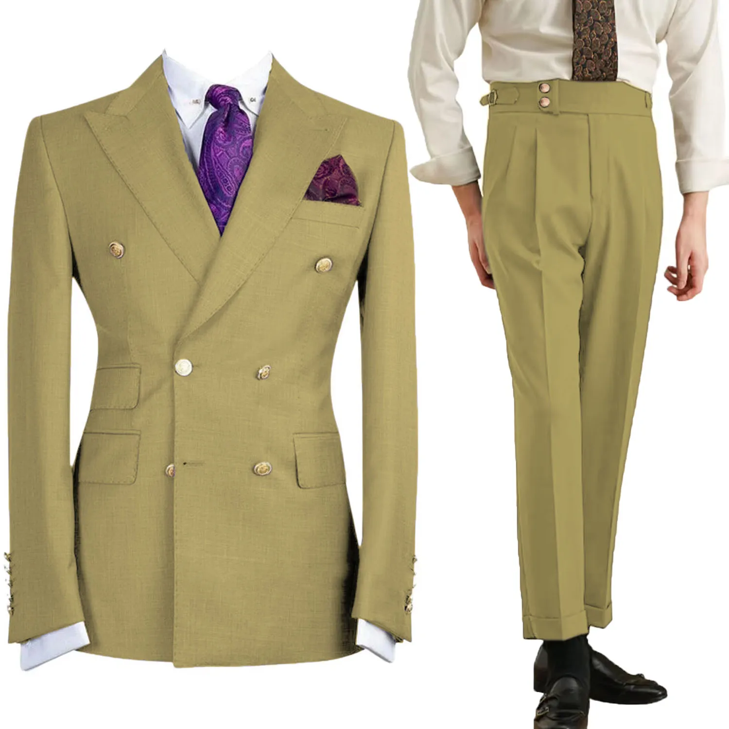 Customized Men's Suit Light Purple Blazer Double Breasted Dinner Jacket Elegant Smoking Slim Fit Suit Coat for Wedding/Business