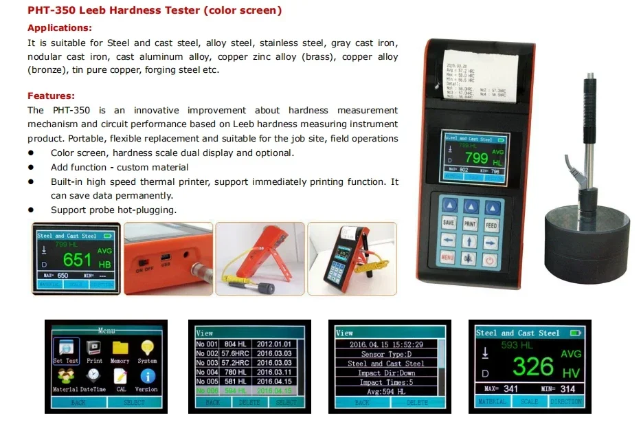 Portable Leeb Hardness Tester  PHT-350