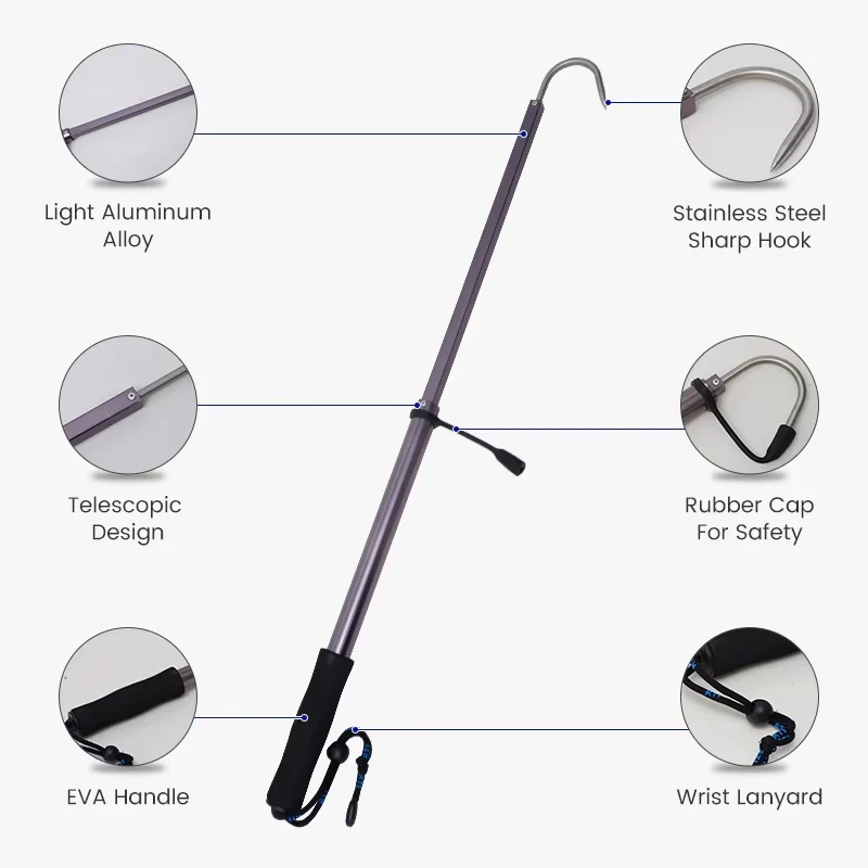 Fishing Spear Hook Telescopic Sea Fishing Gaff Aluminum Alloy Spear Hook Tackle Fishing Gaff