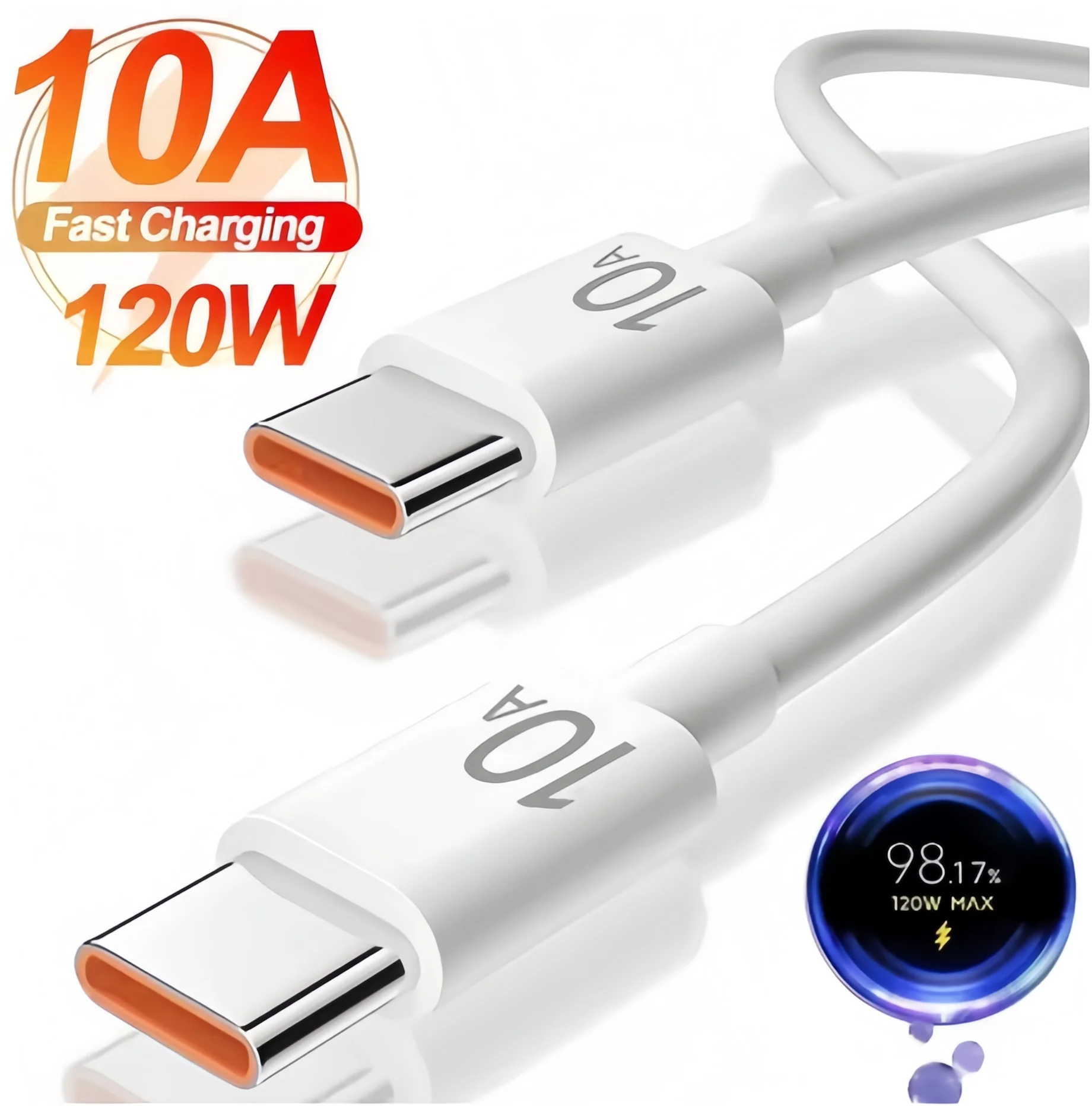 

10A Dual Type C Fast Charging Data Cord PD Super Fast Charging Wire USB Universal Phones Charger Cable For Xiaomi Samsung iPhone