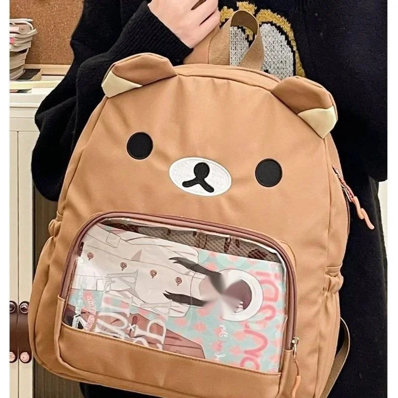 Cute Japanese Bear Backpack Outdoor Waterproof Large Capacity Backpack Portable Travel Backpack New Fashion Rilakkuma Schoolbag